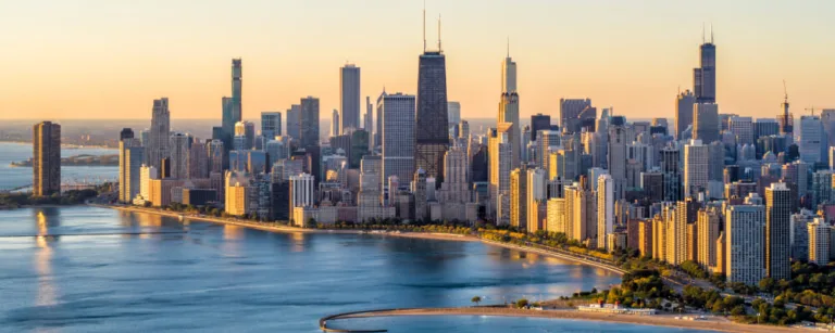 Chicago illinois during sunset
