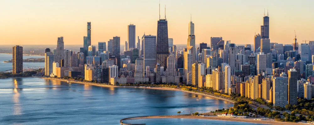 Chicago illinois during sunset