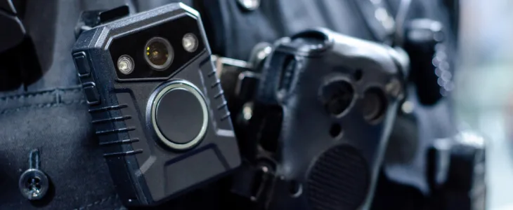 Close up of police bodycam.