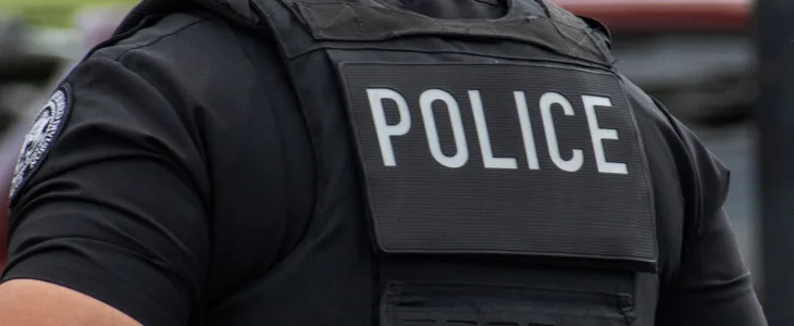 Back of police officer's uniform