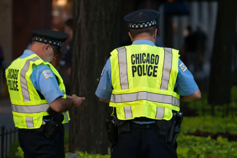two Chicago police officers patrolling Michigan avenue