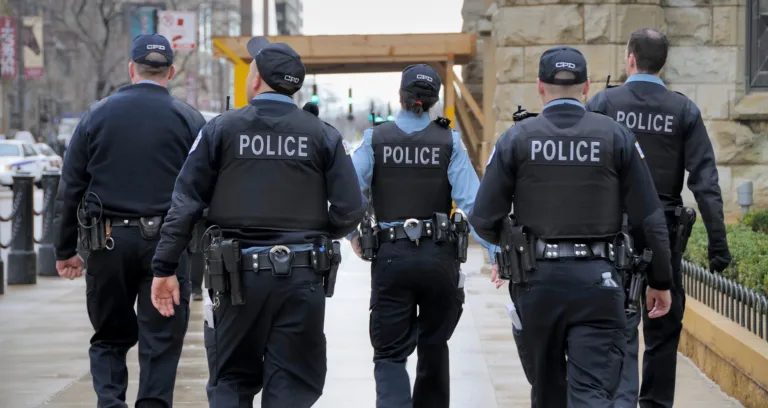 chicago police walking away from camera